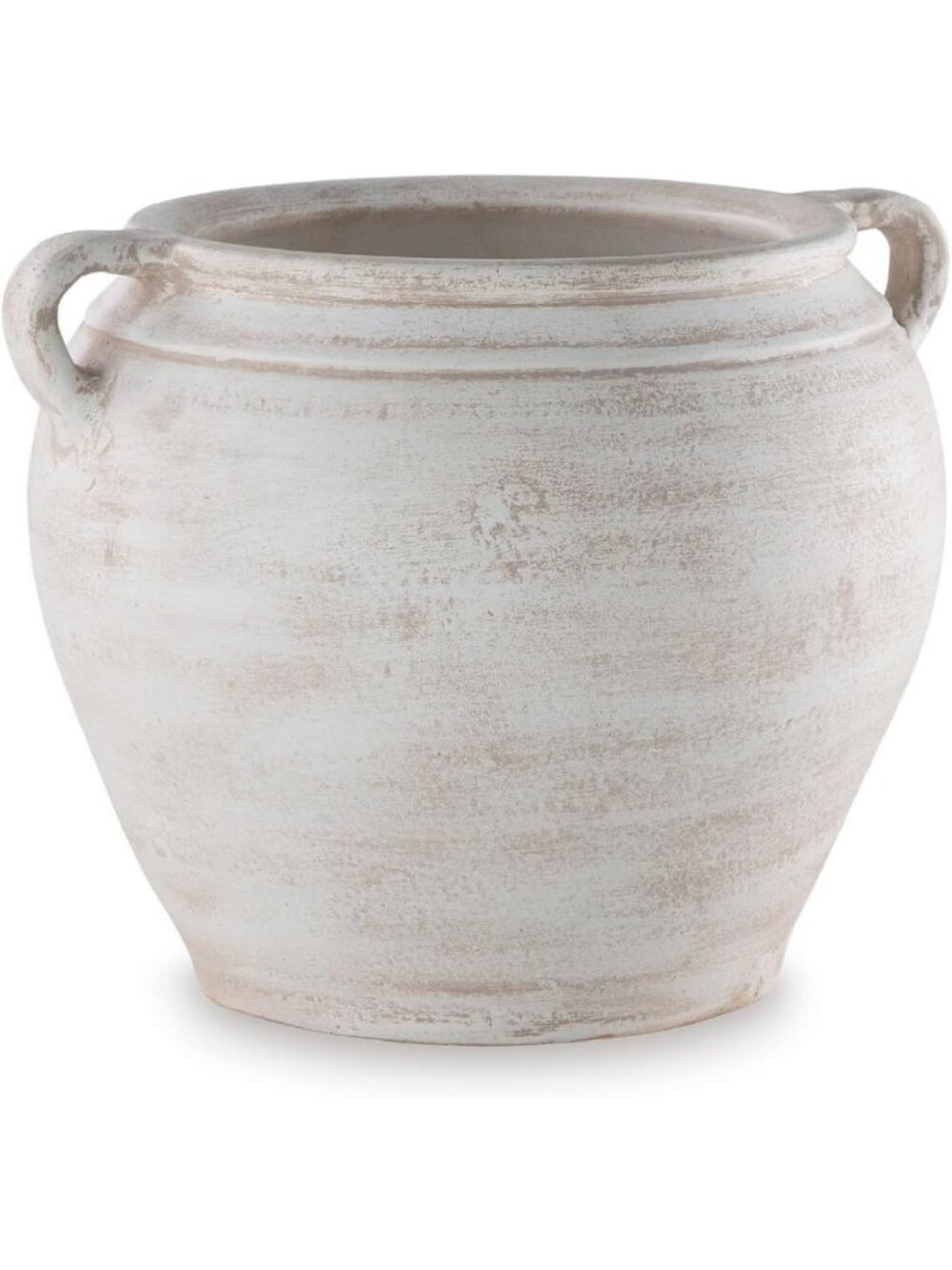 Elegant Large White Terra Cotta Vase with Handles | Home Decor Accent Piece
